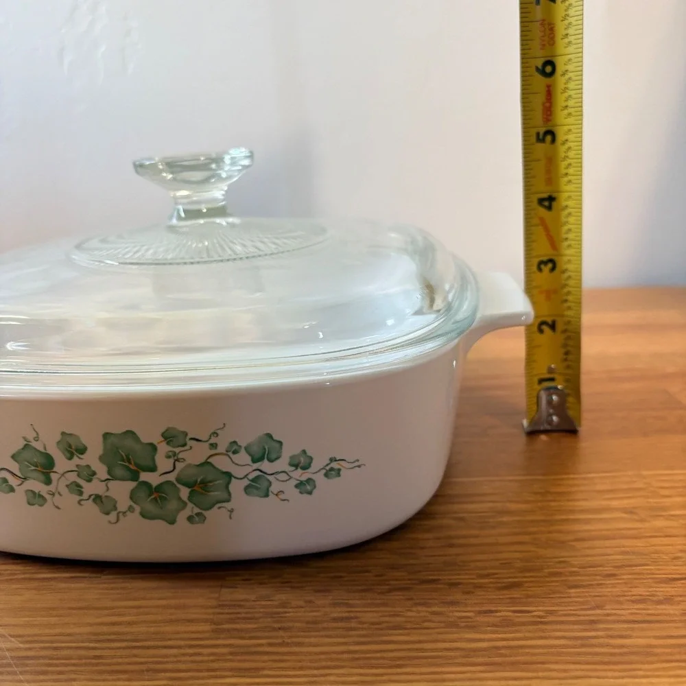 Corning Ware Casserole Dish A-2-B Callaway Ivy 2L White Green 8in‎ Square & Lid